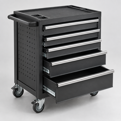 Sortimentschrank mit Sichtboxen – originale Detailansicht